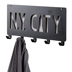 Černý nástěnný věšák s 5 háčky Compactor NY City
