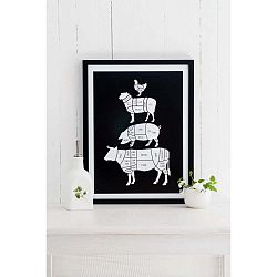 Černý plakát Follygraph Meat Cuts, 30 x 40 cm