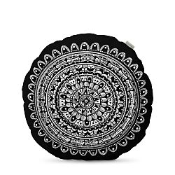 Černý polštář HF Living Mandala, ⌀ 50 cm