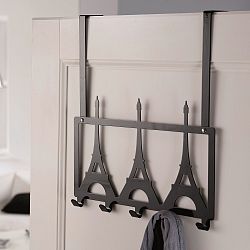 Černý věšák na dveře s 5 háčky Compactor Eiffel