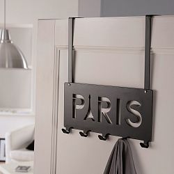 Černý věšák na dveře s 5 háčky Compactor Paris