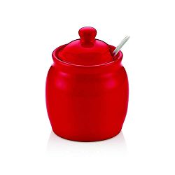 Červená porcelánová dóza na cukr s víkem Vivianos