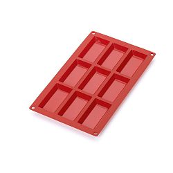 Červená silikonová forma na 9 mini dezertů Lékué