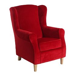 Červené křeslo ušák Max Winzer Lorris Velour Red