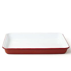 Červeno-bílý smaltovaný podnos Falcon Enamelware
