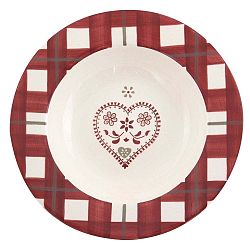 Červenobílý talíř Antic Line Chalet 21,5 cm