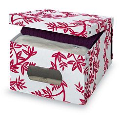 Červenobílý úložný box Domopak Living, výška 24 cm