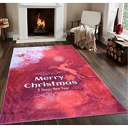 Červený běhoun Vitaus Christmas, 80 x 200 cm
