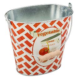 Červený kovový kyblík Vegetables, výška 15,5 cm