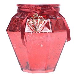 Červený skleněný svícen Ewax, výška 16 cm