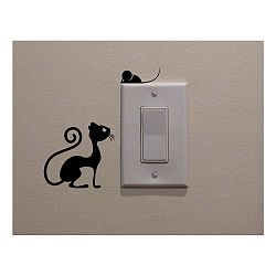 Dekorativní samolepka Cat & Mouse, výška 11 cm