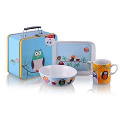 Dětský snídaňový set v kufříku Silly Design Owls