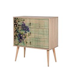 Dřevěná komoda se 3 šuplíky Kasiani Flower