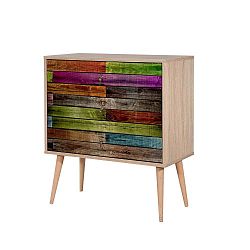 Dřevěná komoda se 3 šuplíky Kasiani Rainbow