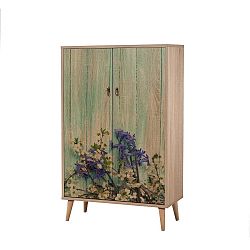 Dřevěná skříň Ananias Flower, výška 127 cm