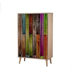 Dřevěná skříň Ananias Rainbow, výška 127 cm