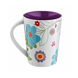 Fialový porcelánový hrnek Flowers, 400 ml