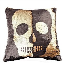 Flitrovaný polštář Dakls Golden Skull, 40 x 40 cm