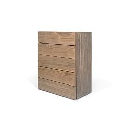 Hnědá komoda s 5 zásuvkami TemaHome Aurora