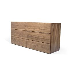 Hnědá komoda se 6 zásuvkami TemaHome Aurora