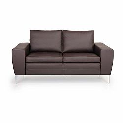Hnědá kožená pohovka Softnord Twigo, 166 cm