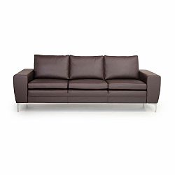 Hnědá kožená pohovka Softnord Twigo, 227 cm