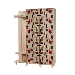 Hnědá předsíňová stěna Garmanto Red, výška 194 cm