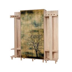 Hnědá předsíňová stěna Garmanto Tree, výška 180 cm