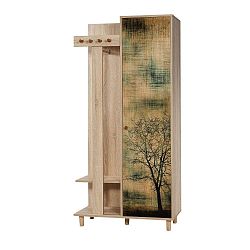 Hnědá předsíňová stěna Garmanto Tree, výška 181 cm
