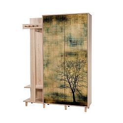 Hnědá předsíňová stěna Garmanto Tree, výška 194 cm