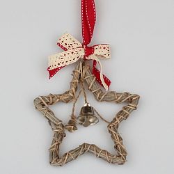 Hnědá ratanová závěsná hvězda Dakls Bell, 30 cm