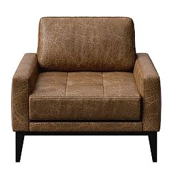 Hnědé kožené křeslo MESONICA Musso Tufted
