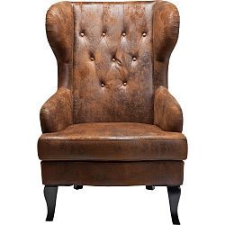 Hnědé křeslo ušák Kare Design Vintage