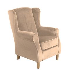 Hnědé křeslo ušák Max Winzer Lorris Velour Sand