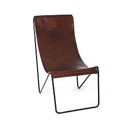Hnědé křeslo z pravé kůže Simla Leather