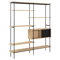 Hnědo-černá knihovna Actona Seaford, výška 188 cm