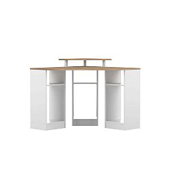 Hnědobílý rohový pracovní stůl TemaHome Corner