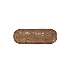 Hnědý dekorativní tác Simla Washed, délka 40,5 cm