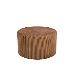 Hnědý manšestrový puf Leitmotiv Glam, 50 x 30 cm