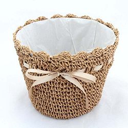 Hnědý pletený obal na květináč Dakls, ⌀ 18 cm