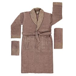 Hnědý set županu, ručníku a osušky Crespo, vel. M/L