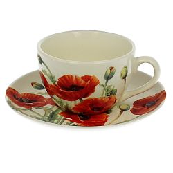 Keramický šálek s podšálkem Duo Gift Poppy, 280 ml