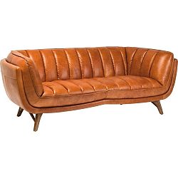 Koňakově hnědá kožená pohovka Kare Design Bruno