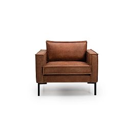 Koňakově hnědé kožené křeslo Softnord Rate