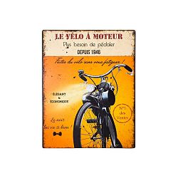 Kovová cedule Antic Line Velo a Moteur, 22 x 28 cm