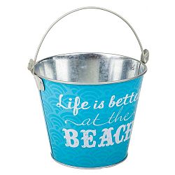 Kovový kyblík Life is better at the Beach, ø 17 cm