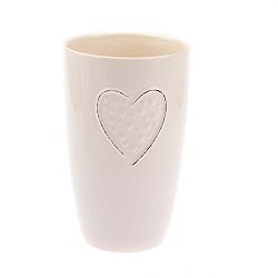 Krémová keramická váza Dakls Heart, výška 21,5 cm