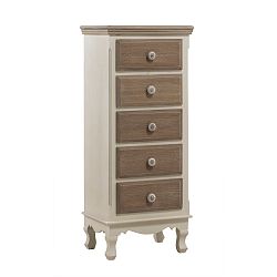 Krémová komoda s 5 zásuvkami Geese Shabby
