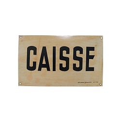 Krémová plechová cedule Antic Line Caisse