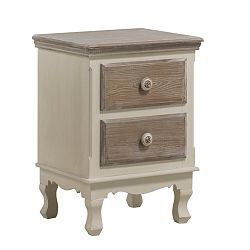 Krémový noční stolek se 2 zásuvkami Geese Shabby